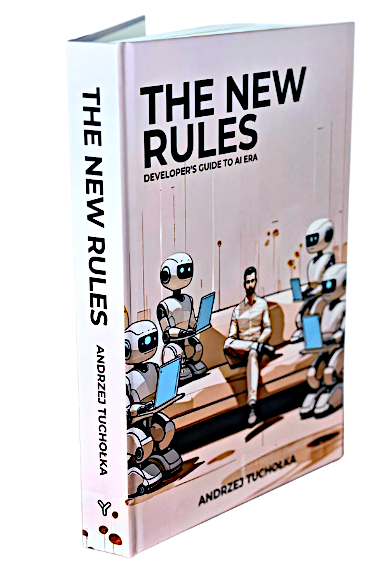 The New Rules — Developer's Guide to AI Era. Book cover showing geometric abstract design.